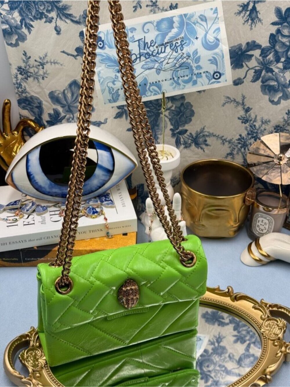 🆕 KURT GEIGER LONDON 🧿 NWOT Leather Mini Kensington Bag, Neon Green